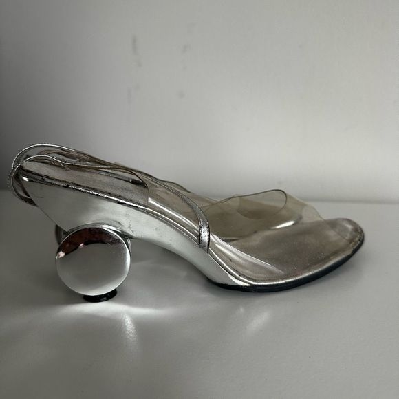 Vintage Silver Clear Peep Toe Heels - Picture 10 of 10